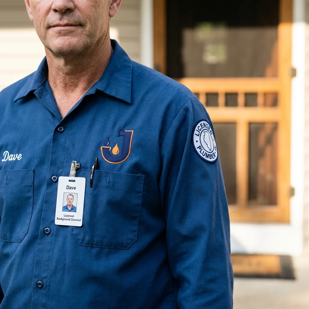 Licensed plumber showing ID badge in High Bridge, NJ
