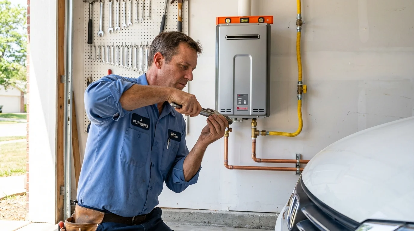 Tankless water heater installation by a Johns Plumbing LLC plumber in High Bridge